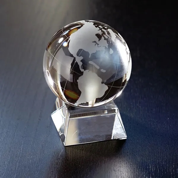Award that features an optically perfect globe balancing on an indentation... from ASI 68507 The Magnet Group / Benchmark Crystal & Clocks