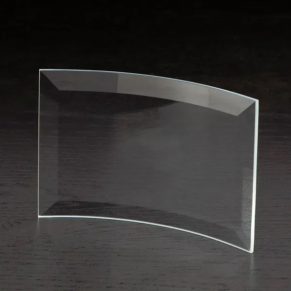 4" x 6" x 0.25" free-standing glass award with curved shape... from ASI 68507 The Magnet Group / Benchmark Crystal & Clocks