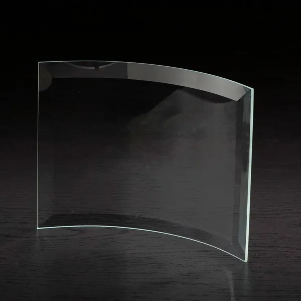 6" x 8" x 0.25" free-standing glass award with curved shape... from ASI 68507 The Magnet Group / Benchmark Crystal & Clocks