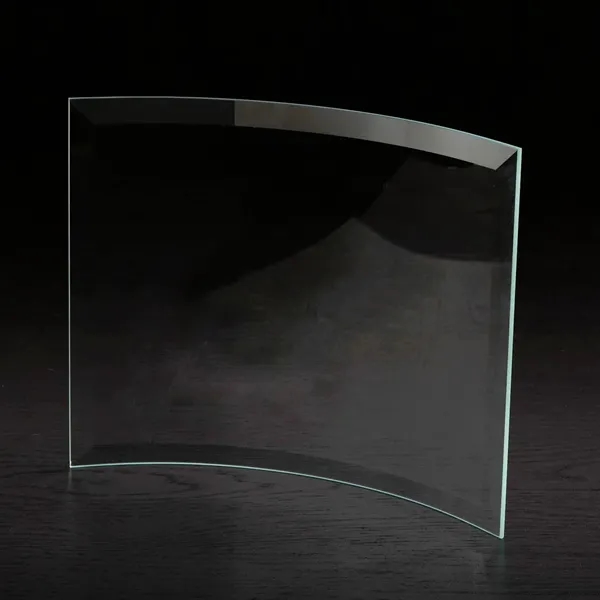 8" x 9.5" x 0.25" free-standing glass award with curved shape... from ASI 68507 The Magnet Group / Benchmark Crystal & Clocks