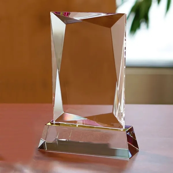 5.5" x 3.5" x 1.75" optically perfect crystal award with a... from ASI 68507 The Magnet Group / Benchmark Crystal & Clocks