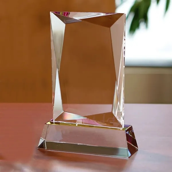 6.5" x 4.56" x 1.75" optically perfect crystal award with a... from ASI 68507 The Magnet Group / Benchmark Crystal & Clocks