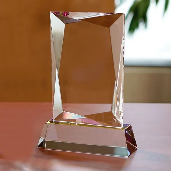 7.5" x 5.13" x 2" optically perfect crystal award with a... from ASI 68507 The Magnet Group / Benchmark Crystal & Clocks