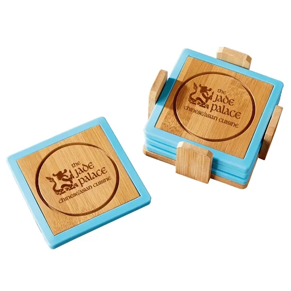 Bamboo and Silicone Coaster Set... from ASI 68507 The Magnet Group
