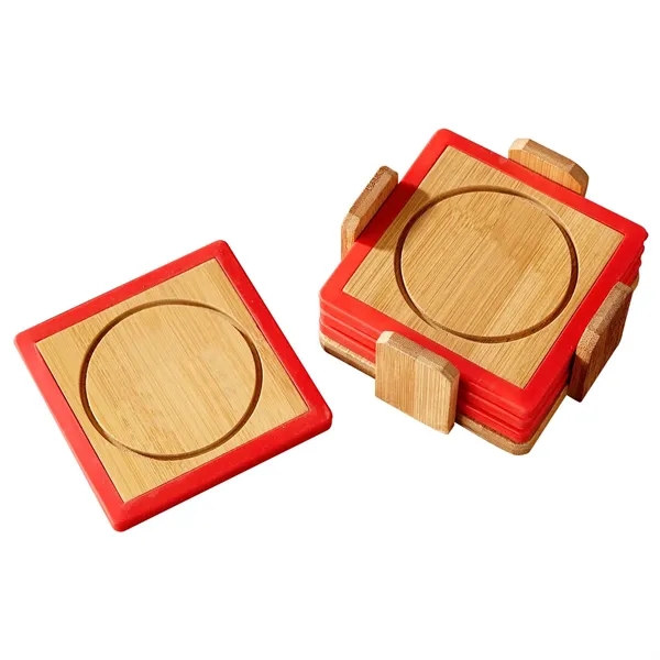 Bamboo and Silicone Coaster Set... from ASI 68507 The Magnet Group