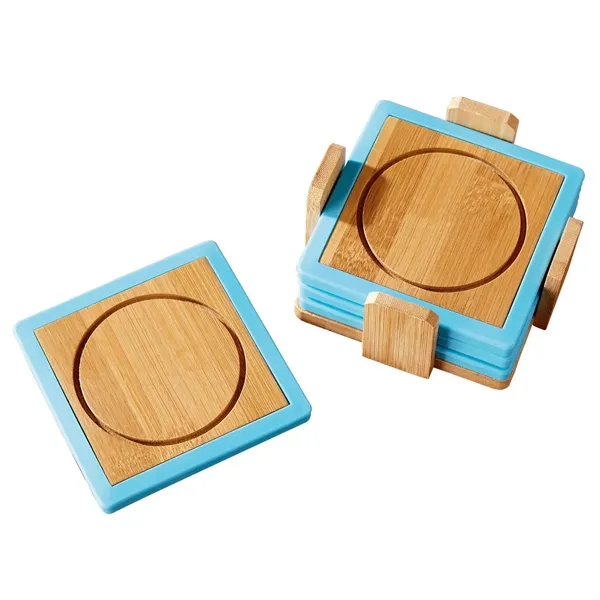 Bamboo and Silicone Coaster Set... from ASI 68507 The Magnet Group