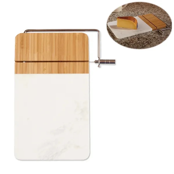Eco-friendly white marble and bamboo cutting board with stainless steel cutting... from ASI 68507 The Magnet Group / Benchmark Crystal & Clocks