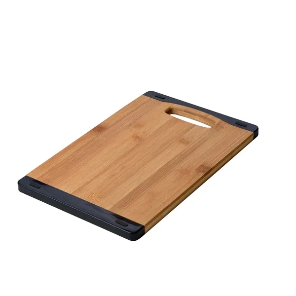 13.25" x 8.625" bamboo and silicone cutting board with built-in handle.... from ASI 68507 The Magnet Group / Benchmark Crystal & Clocks