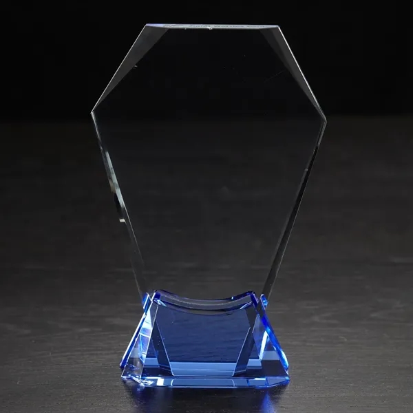 8.88" x 5.5" x 2" award with an optically perfect blue... from ASI 68507 The Magnet Group / Benchmark Crystal & Clocks
