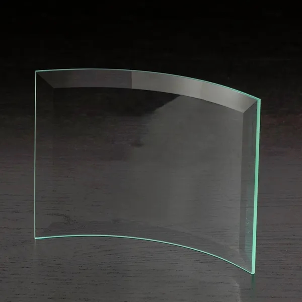 5" x 7" x 0.19" free-standing jade glass award with curved... from ASI 68507 The Magnet Group / Benchmark Crystal & Clocks
