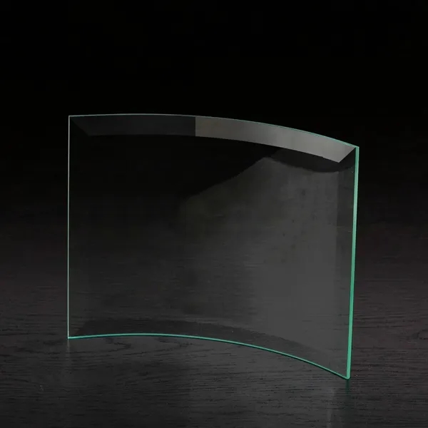6" x 8" x 0.19" free-standing jade glass award with curved... from ASI 68507 The Magnet Group / Benchmark Crystal & Clocks