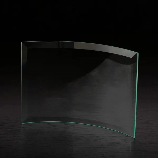 7" x 10" x 0.19" free-standing jade glass award with curved... from ASI 68507 The Magnet Group / Benchmark Crystal & Clocks