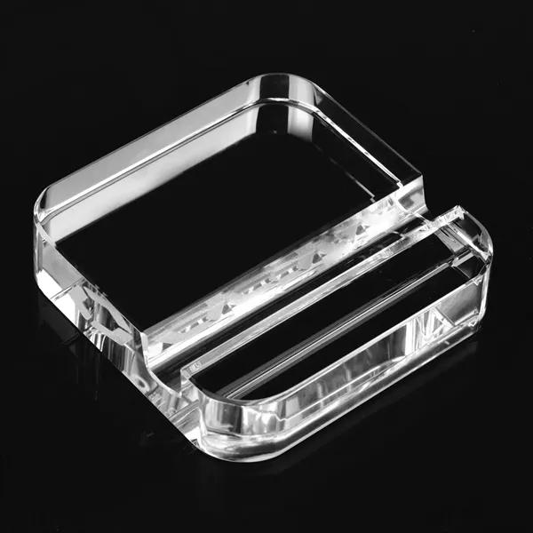 Optically perfect square crystal paperweight smartphone stand or business card holder.... from ASI 68507 The Magnet Group / Benchmark Crystal & Clocks