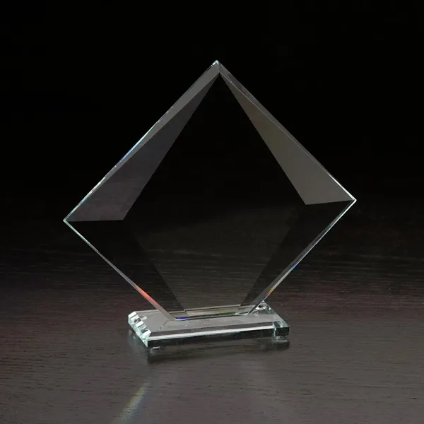 7.88" x 8.25" x 2" free-standing clear glass award with beveled... from ASI 68507 The Magnet Group / Benchmark Crystal & Clocks
