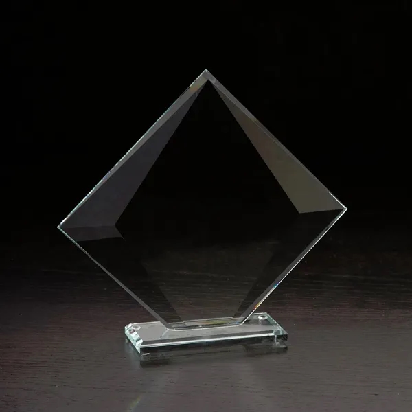 8.13" x 9.75" x 2" free-standing clear glass award with beveled... from ASI 68507 The Magnet Group / Benchmark Crystal & Clocks