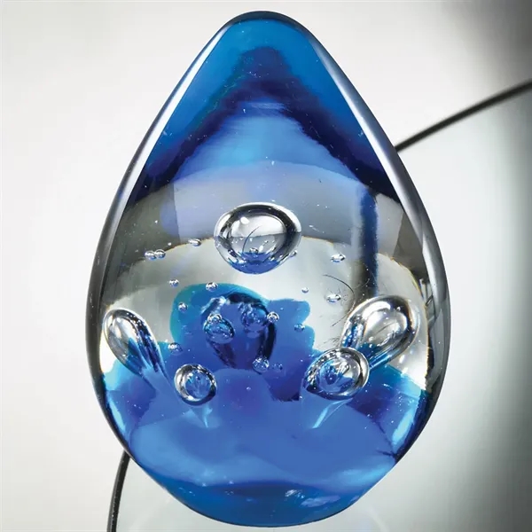 Tear drop shaped cobalt blue award that's made of glass.... from ASI 68507 The Magnet Group / Benchmark Crystal & Clocks