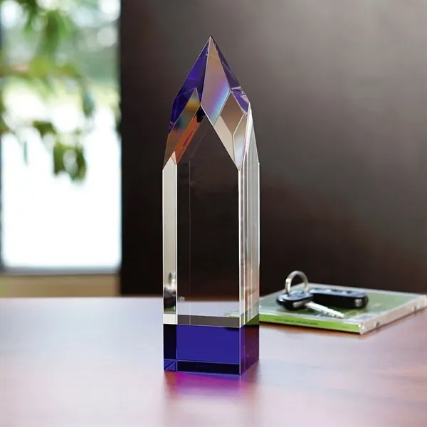 10" x 2.38" x 2.38" glass award with multi-faceted tower shape... from ASI 68507 The Magnet Group / Benchmark Crystal & Clocks