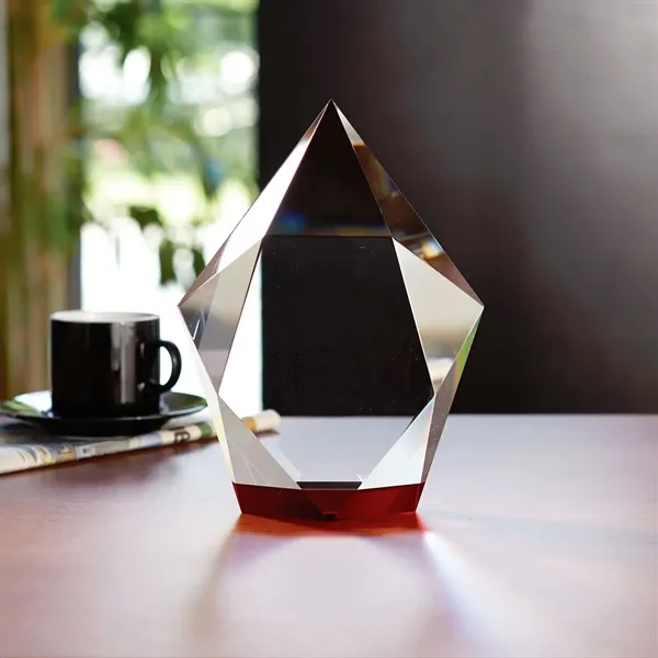 8" award with a faceted design and ruby red bottom that... from ASI 68507 The Magnet Group / Benchmark Crystal & Clocks