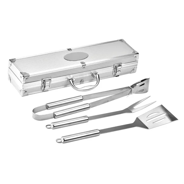 BBQ set with stainless steel spatula, fork, and tongs in a... from ASI 68507 The Magnet Group / Innovations by Magnet™