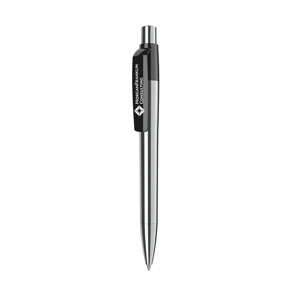 Click-action ballpoint pen with chrome finish metal barrel and blue ink.... from ASI 68507 The Magnet Group / Castelli