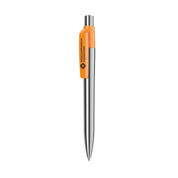 Chrome finish ballpoint pen with solid color clip, glossy finish and... from ASI 68507 The Magnet Group / Castelli