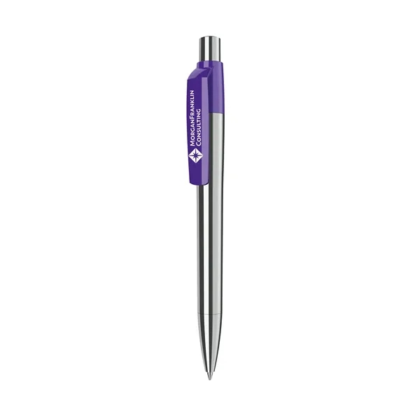 Chrome finish ballpoint pen with solid color clip, glossy finish and... from ASI 68507 The Magnet Group / Castelli