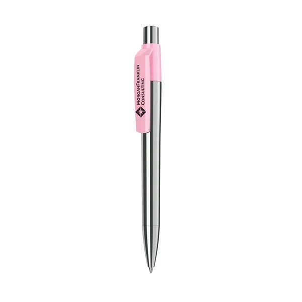 Chrome finish ballpoint pen with solid color clip, glossy finish and... from ASI 68507 The Magnet Group / Castelli