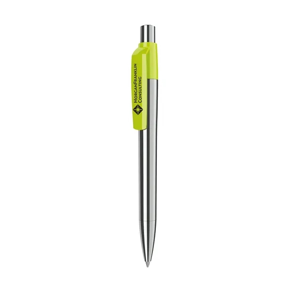 Chrome finish ballpoint pen with solid color clip, glossy finish and... from ASI 68507 The Magnet Group / Castelli