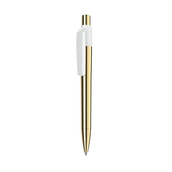 Retractable ballpoint pen with gold finish metal barrel, solid color clip... from ASI 68507 The Magnet Group / Castelli