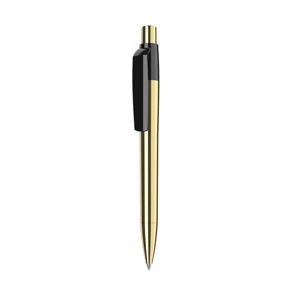 Retractable ballpoint pen with gold finish metal barrel, solid color clip... from ASI 68507 The Magnet Group / Castelli