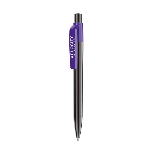 Plunger-action pen with titanium-finish metal barrel, soldi color clip, glossy finish... from ASI 68507 The Magnet Group / Castelli