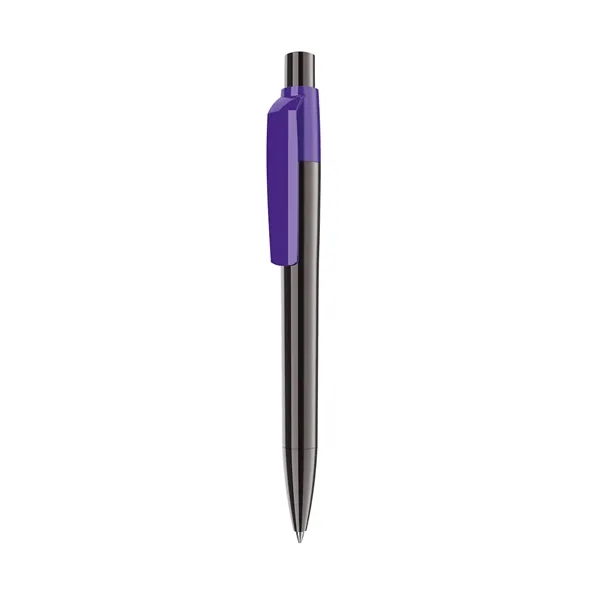 Plunger-action pen with titanium-finish metal barrel, soldi color clip, glossy finish... from ASI 68507 The Magnet Group / Castelli
