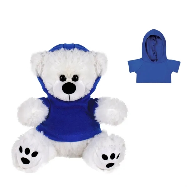 Cuddly, soft plush teddy bear with embroidered paws and hoodie.... from ASI 68507 The Magnet Group / Perfect Line