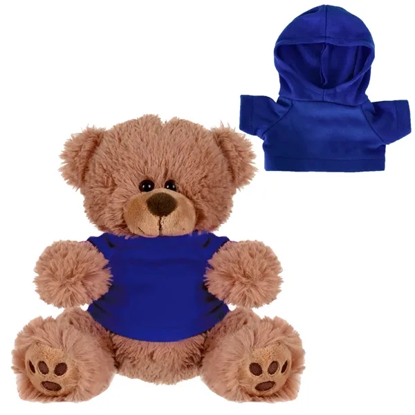Cuddly, soft plush teddy bear with embroidered paws and hoodie.... from ASI 68507 The Magnet Group / Perfect Line