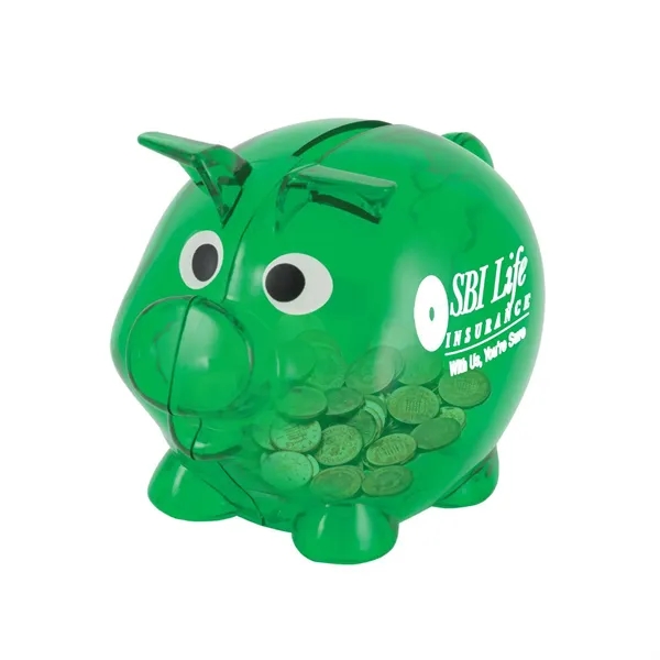 Small plastic piggy bank with handy twist lock plug.... from ASI 68507 The Magnet Group / Perfect Line
