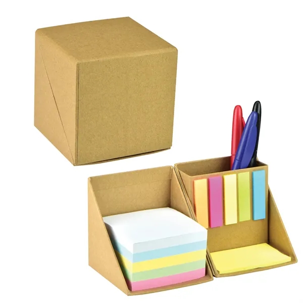 Recycled cardboard cube with 5 colors of sticky flags, 5 colors... from ASI 68507 The Magnet Group / Perfect Line