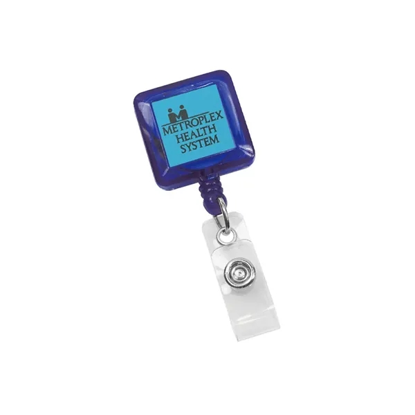 Square retractable badge holder with 30" long nylon cord and a... from ASI 68507 The Magnet Group / Perfect Line
