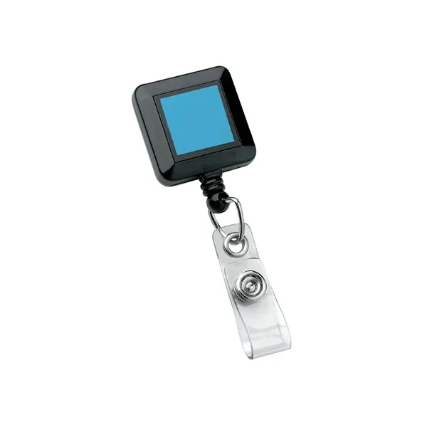 Square retractable badge holder with 30" long nylon cord and a... from ASI 68507 The Magnet Group / Perfect Line
