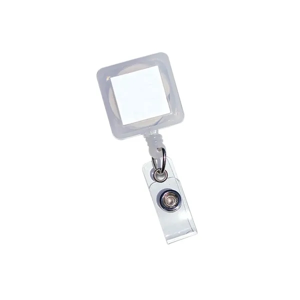 Square retractable badge holder with 30" long nylon cord and a... from ASI 68507 The Magnet Group / Perfect Line