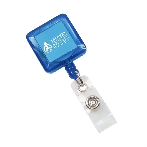 Square shaped badge holder with 30" long retractable nylon cord and... from ASI 68507 The Magnet Group / Perfect Line