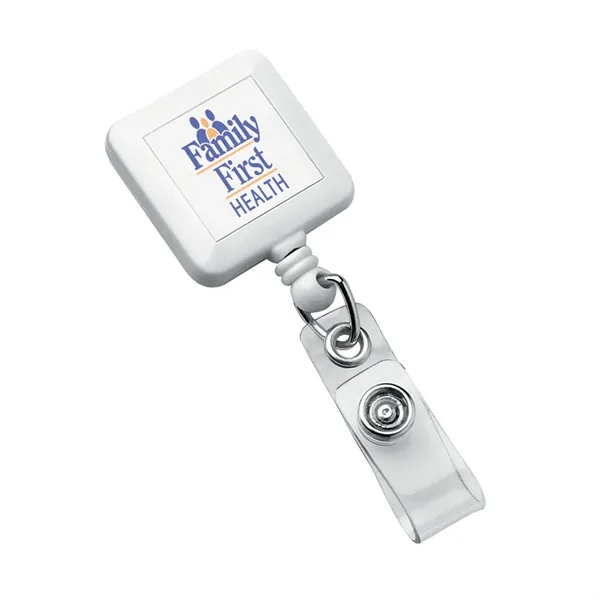Square shaped badge holder with 30" long retractable nylon cord and... from ASI 68507 The Magnet Group / Perfect Line