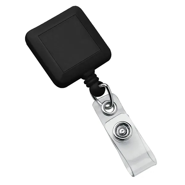 Square shaped badge holder with 30" long retractable nylon cord and... from ASI 68507 The Magnet Group / Perfect Line