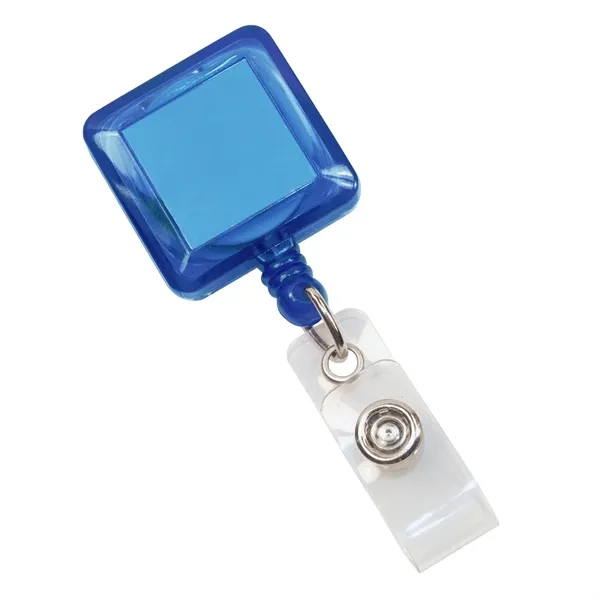 Square shaped badge holder with 30" long retractable nylon cord and... from ASI 68507 The Magnet Group / Perfect Line