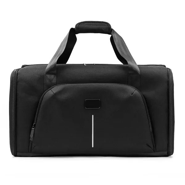 11" x 11.4375" x 20.5" black rPET duffel bag with foldable... from ASI 68507 The Magnet Group