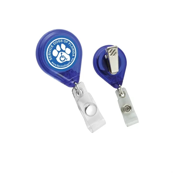 Tear drop shaped badge holder with 34" retractable cord and swivel... from ASI 68507 The Magnet Group / Perfect Line