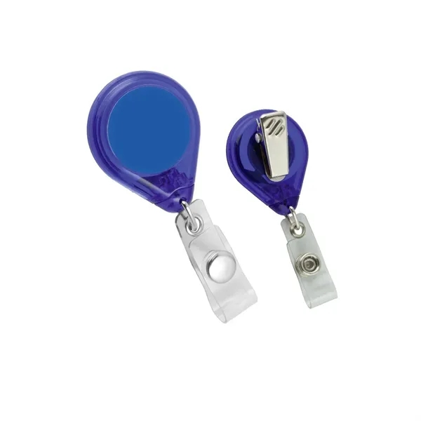 Tear drop shaped badge holder with 34" retractable cord and swivel... from ASI 68507 The Magnet Group / Perfect Line