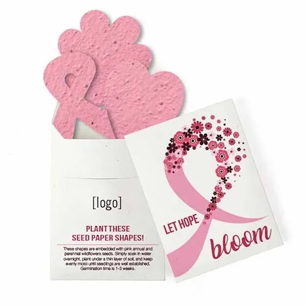 Recycled cardstock sleeve containing 3 die-cut seed paper shapes that will... from ASI 40646 Bloomin Promotions / Bloomin' Promotions™