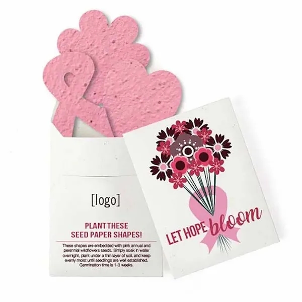 Recycled cardstock sleeve containing 3 die-cut seed paper shapes that will... from ASI 40646 Bloomin Promotions / Bloomin' Promotions™