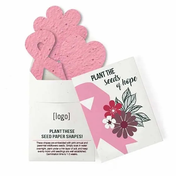 Recycled cardstock sleeve containing 3 die-cut seed paper shapes that will... from ASI 40646 Bloomin Promotions / Bloomin' Promotions™