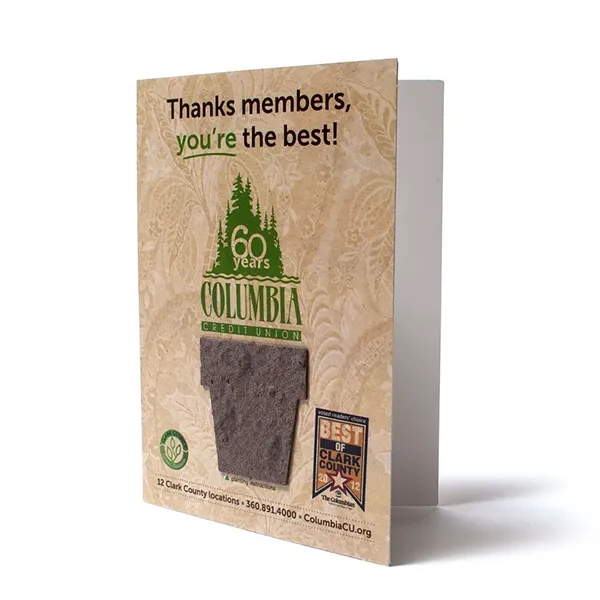 Recycled folding card with seed paper shape... from ASI 40646 Bloomin Promotions / Bloomin' Promotions™